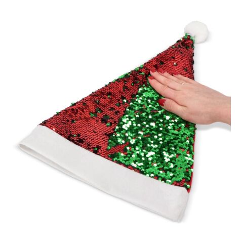 Zweifarbige Pailletten-Weihnachtsmütze Rot / Weiß-Grün | ohne Werbeanbringung | Nicht verfügbar | Nicht verfügbar