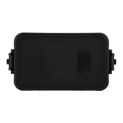 Doppelte Lunchbox mit Besteck Schwarz | 1-farbiger Tampondruck | Deckel | 50 mm x 50 mm