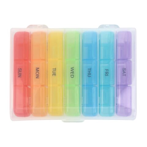 7-Tage-Pillendose Joseph Neon Sortiment | 1-farbiger Tampondruck | Oberseite | 65 mm x 60 mm