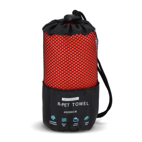 R-PET-Schnelltrocknungshandtuch 40 × 80 cm mit Beutel, Sublimationsdruck. Rot Weiß | ohne Werbeanbringung | Nicht verfügbar | Nicht verfügbar