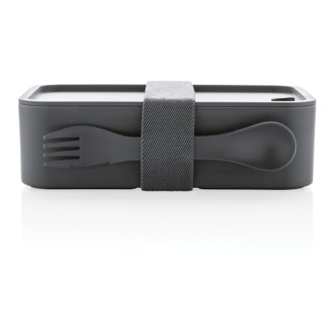 PP Lunchbox mit Göffel grau | ohne Werbeanbringung | Nicht verfügbar | Nicht verfügbar