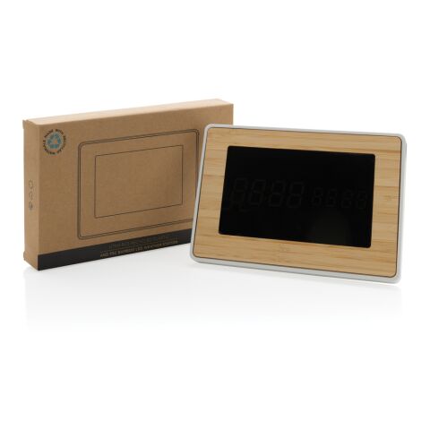 Utah LED-Wetterstation aus RCS rKunststoff &amp; Bambus braun | ohne Werbeanbringung | Nicht verfügbar | Nicht verfügbar