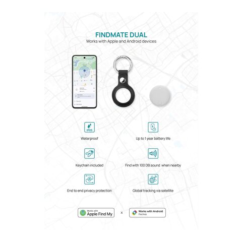 Findmate Dual IPX5 Artikel-Finder aus RCS recyceltem ABS weiß | ohne Werbeanbringung | Nicht verfügbar | Nicht verfügbar