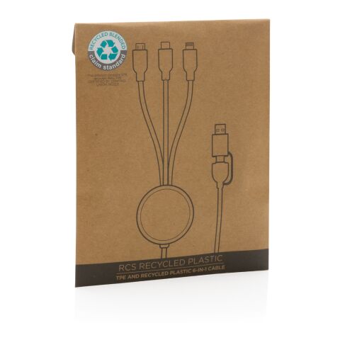 6-in-1 Kabel aus RCS recyceltem TPE und recyceltem Plastik schwarz | ohne Werbeanbringung | Nicht verfügbar | Nicht verfügbar
