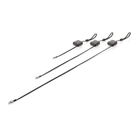 Spira RCS – recyceltes, einziehbares 100W-Schnellladekabel grau