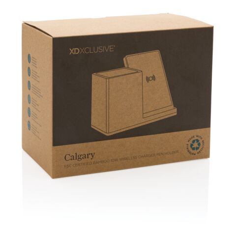 Calgary kabelloses 10W-Ladegerät aus Bambus braun | ohne Werbeanbringung | Nicht verfügbar | Nicht verfügbar