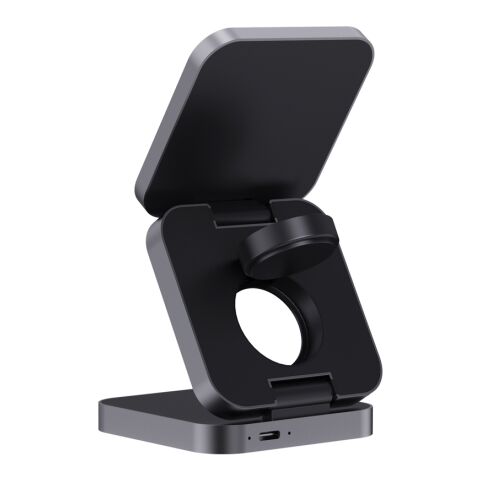 Terra faltbares 3-in-1 15W Charger aus RCS rec. Aluminium grau | ohne Werbeanbringung | Nicht verfügbar | Nicht verfügbar