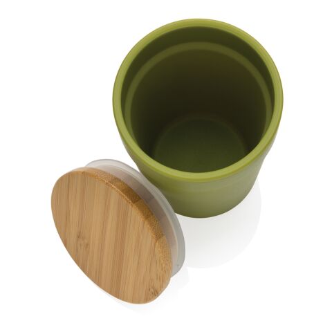 GRS Recycelt PP-Becher mit FSC®-Bambusdeckel grün | ohne Werbeanbringung | Nicht verfügbar | Nicht verfügbar