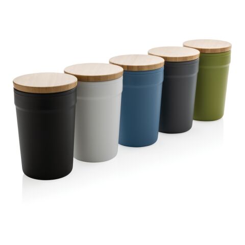 GRS Recycelt PP-Becher mit FSC®-Bambusdeckel grün | ohne Werbeanbringung | Nicht verfügbar | Nicht verfügbar