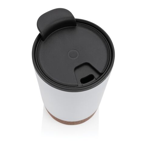 GRS rPP Edelstahl-Kaffeebecher mit Kork weiß | ohne Werbeanbringung | Nicht verfügbar | Nicht verfügbar