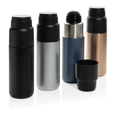 Thermocup RCS – recycelte Thermosflasche mit Becher, 500ml schwarz
