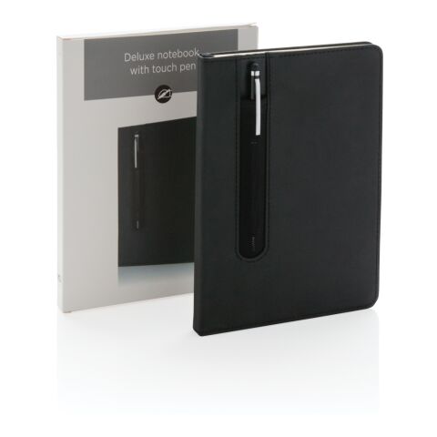 Basic Hardcover PU A5 Notizbuch mit Stylus-Stift schwarz | ohne Werbeanbringung | Nicht verfügbar | Nicht verfügbar | Nicht verfügbar