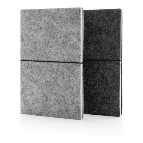 A5-Softcover-Notizbuch aus GRS-zertifiert recyceltem Filz schwarz | ohne Werbeanbringung | Nicht verfügbar | Nicht verfügbar