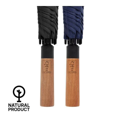 Tony Aware™ RPET 30&quot; Schirm mit auto. Öffnung &amp; Akaziengriff navy blau | ohne Werbeanbringung | Nicht verfügbar | Nicht verfügbar