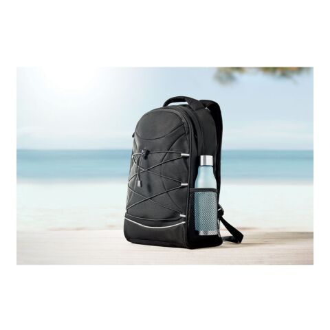 Rucksack 600D RPET mit Schnürring schwarz | ohne Werbeanbringung | Nicht verfügbar | Nicht verfügbar | Nicht verfügbar