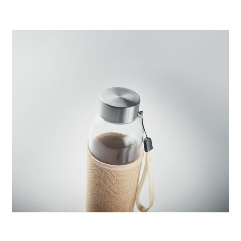 Trinkflasche Glas 500 ml mit Jute-Schutzhülle beige | ohne Werbeanbringung | Nicht verfügbar | Nicht verfügbar | Nicht verfügbar