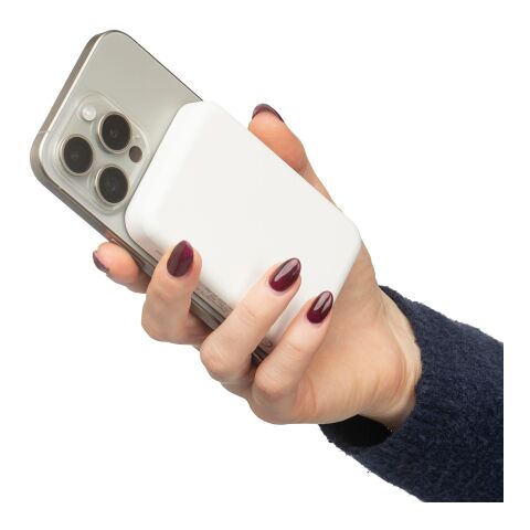 Recycelte ABS-Powerbank mit kabellosem Ladegerät Miren Weiß | ohne Werbeanbringung | Nicht verfügbar | Nicht verfügbar