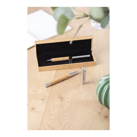 Schreibset &#039;York&#039; aus Kork und Metall Braun | ohne Werbeanbringung | Nicht verfügbar | Nicht verfügbar