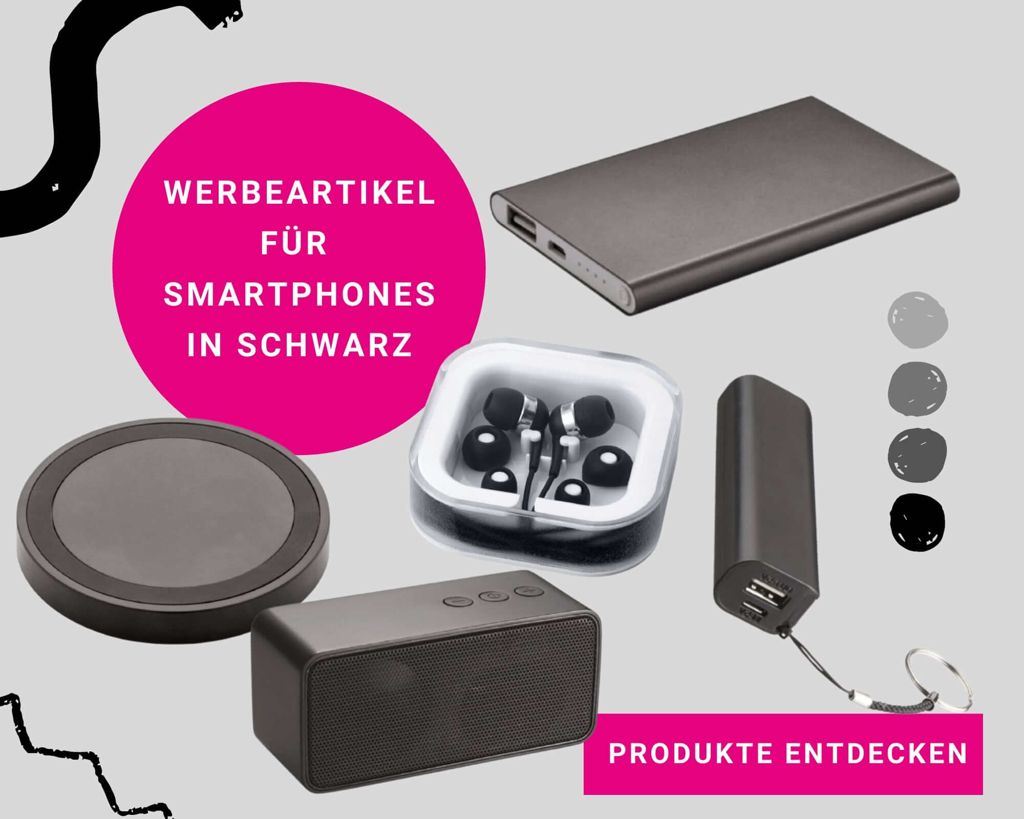 Werbeartikel für Smartphones in schwarz
