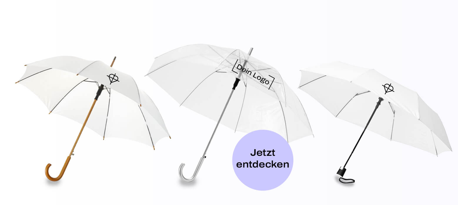 Weiße Regenschirme
